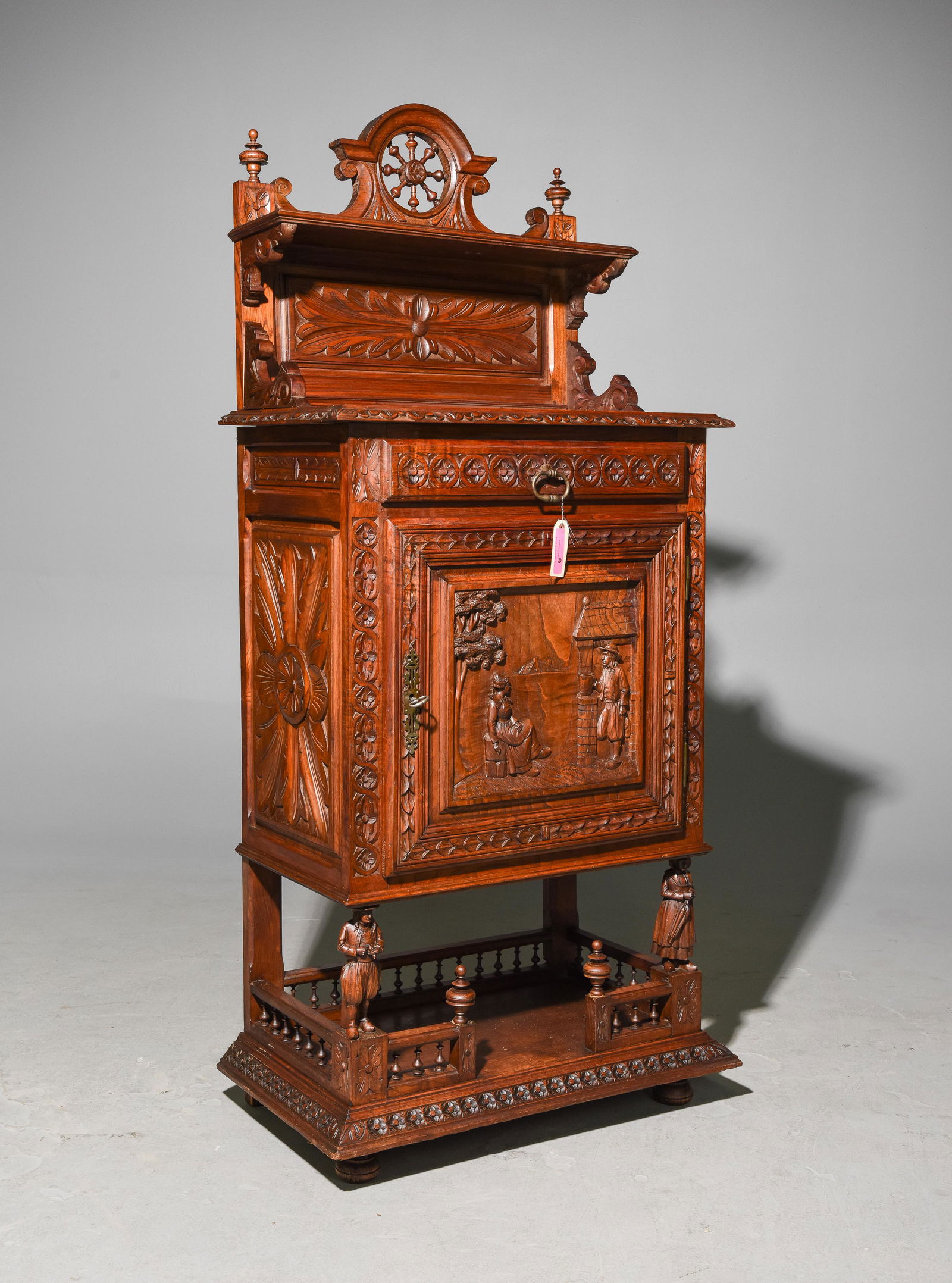 French Breton Style Carved Oak Hall Cabinet (1 of 8)