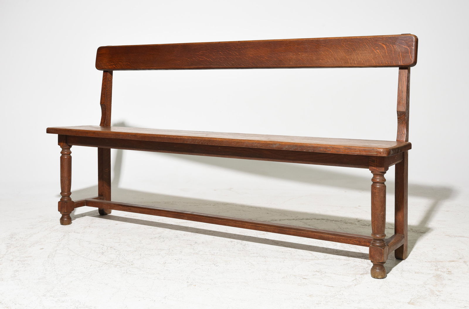 French Oak Farmhouse Bench with Back (1 of 5)