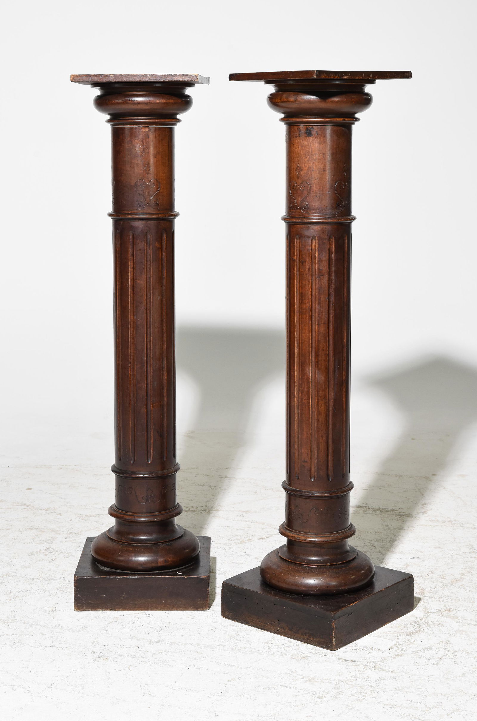 Pair of French Oak Column Pedestals / Plant Stands (1 of 5)
