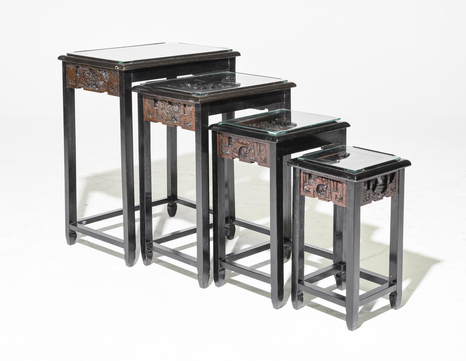 Asian Hand Carved Nest of 4 Tables: Asian Hand Carved Nest of 4 Tables