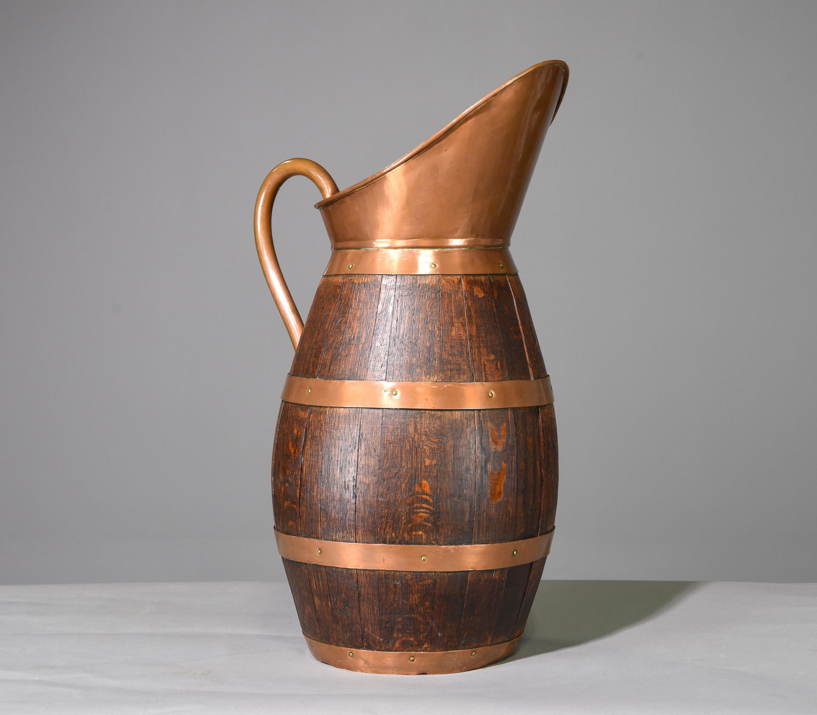 English Oak Copper Banded Jug / Pitcher (1 of 3)
