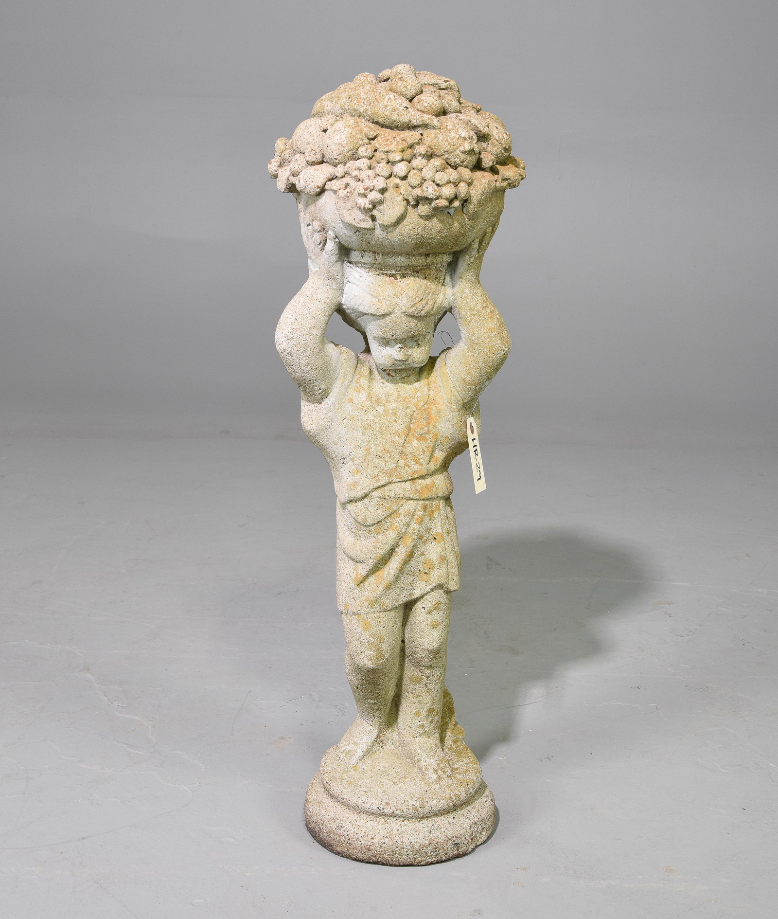 Cast Stone / Concrete Garden Statue - Child with Fruit (1 of 2)