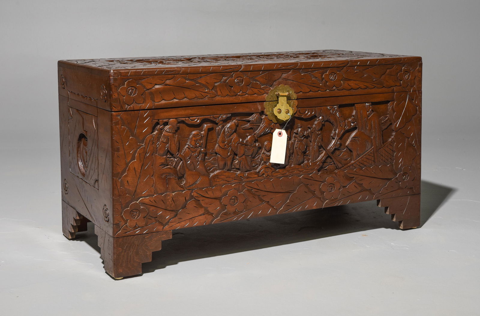 Asian Carved Cedar Blanket Box / Trunk (1 of 4)