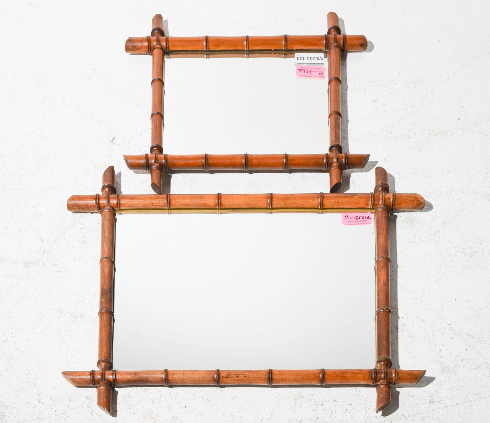 2 Faux Bamboo Framed Mirrors (1 of 4)