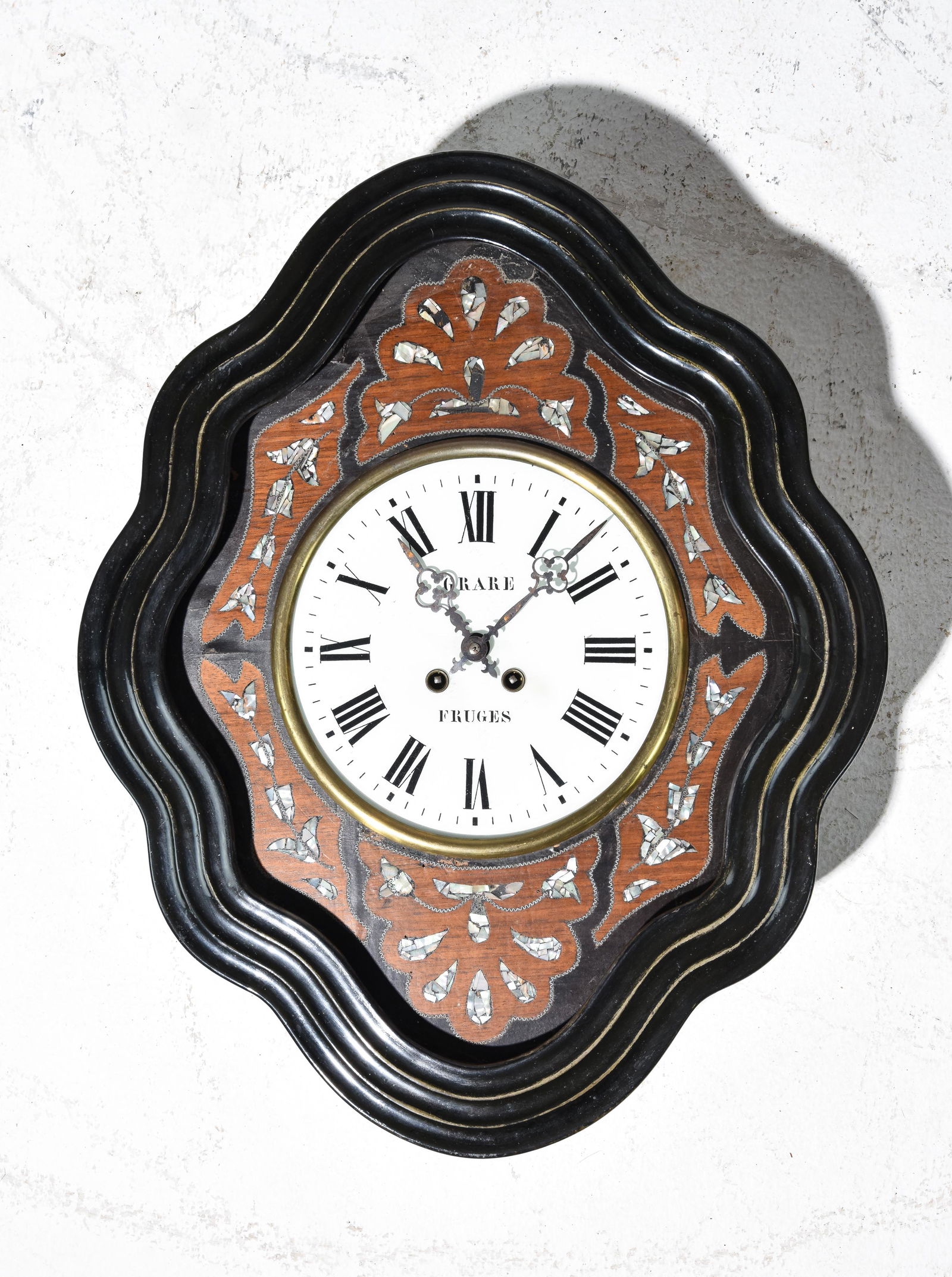 French Ebonized Wall Clock: French Ebonized Wall Clock