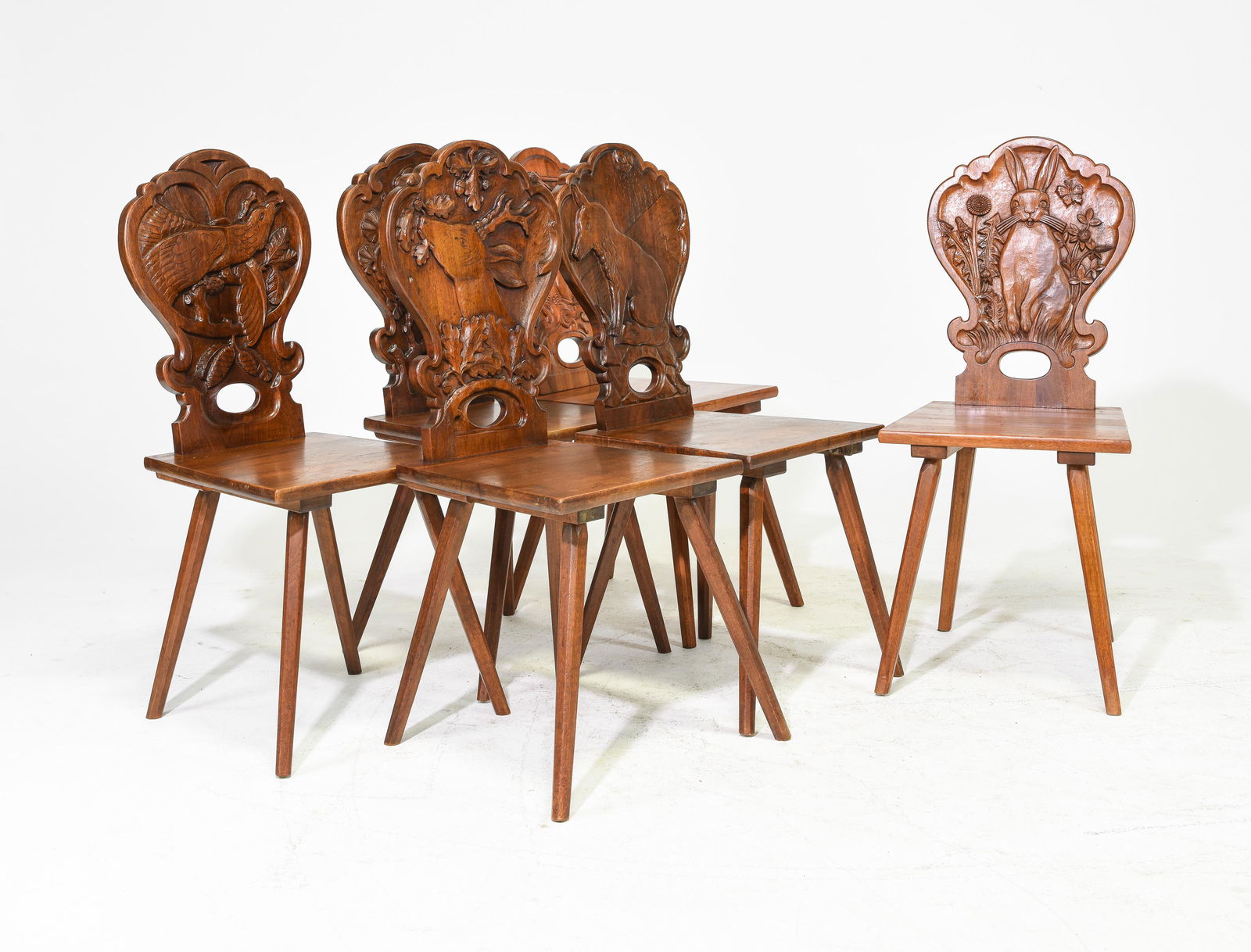 Set of 6 Carved Walnut Chairs (1 of 8)
