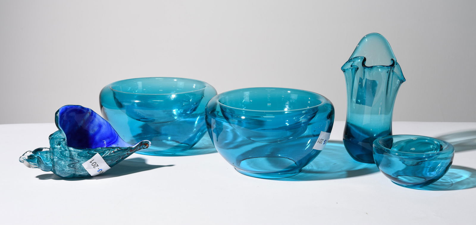 5pcs Assorted Blue Art Glass - Bowls, Vase, Etc. (1 of 5)