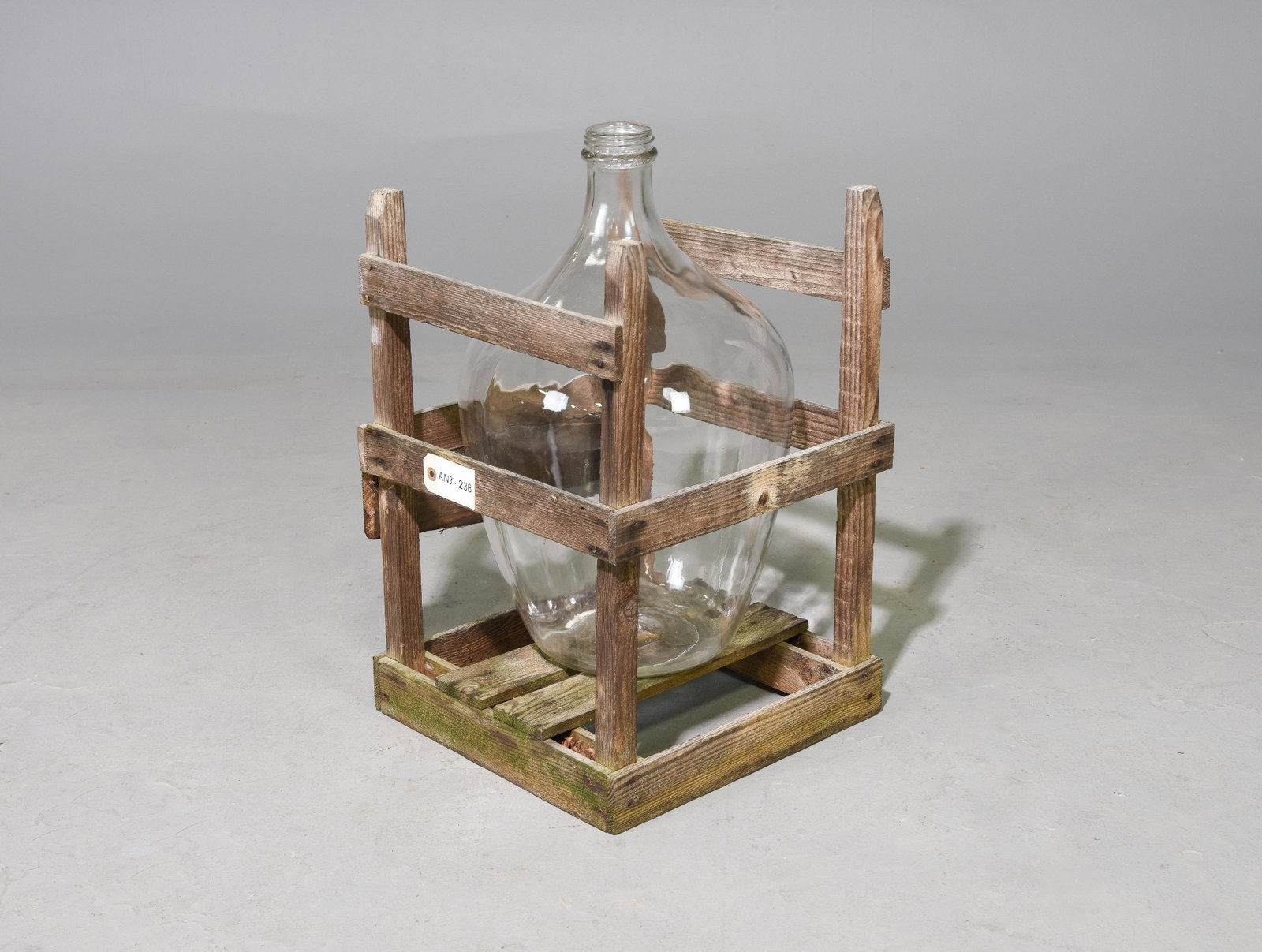Clear Glass Demijohn / Carboy / Bottle in Crate #1: Clear Glass Demijohn / Carboy / Bottle in Crate