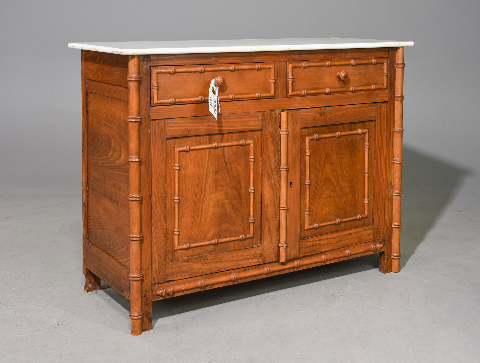 French Faux Bamboo White Marble Top Commode (1 of 4)