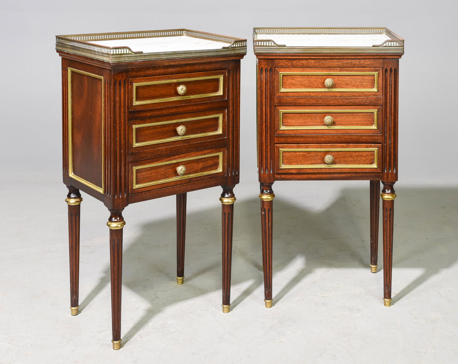 2 Louis XVI Style White Marble Top Occasional Chests (1 of 4)