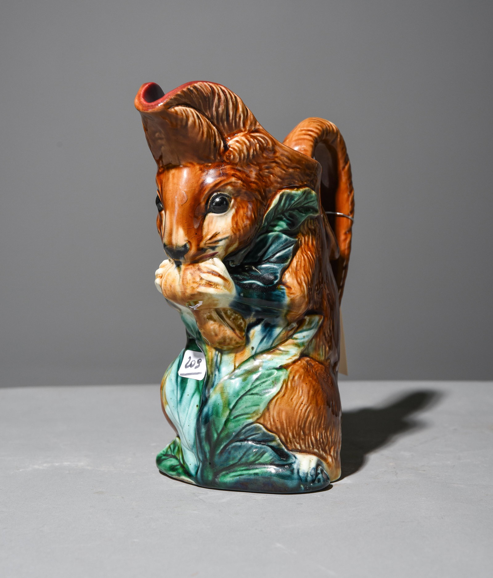 French Majolica Squirrel Pitcher: French Majolica Squirrel Pitcher