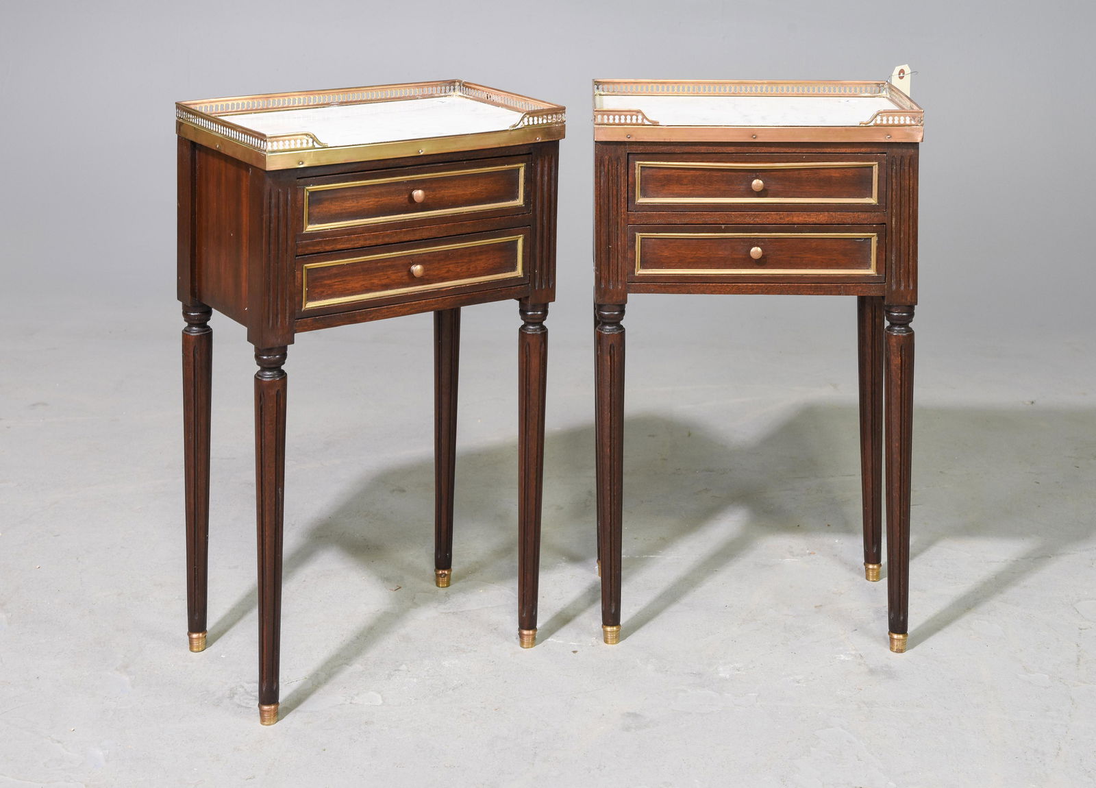 2 Louis XVI Style White Marble Top Occasional Chests (1 of 4)