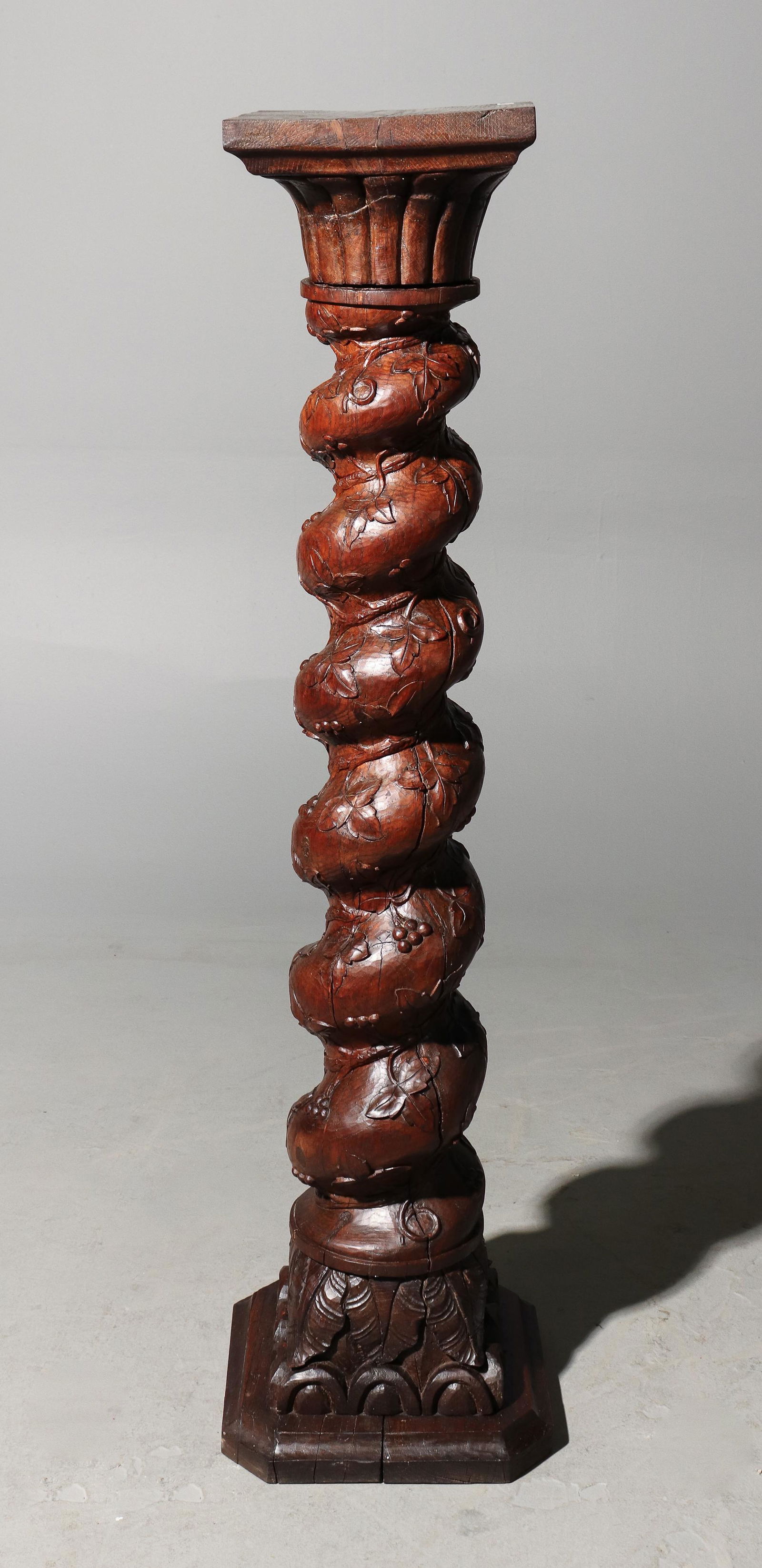 Louis XIII Style Carved Oak Pedestal / Plant Stand (1 of 4)