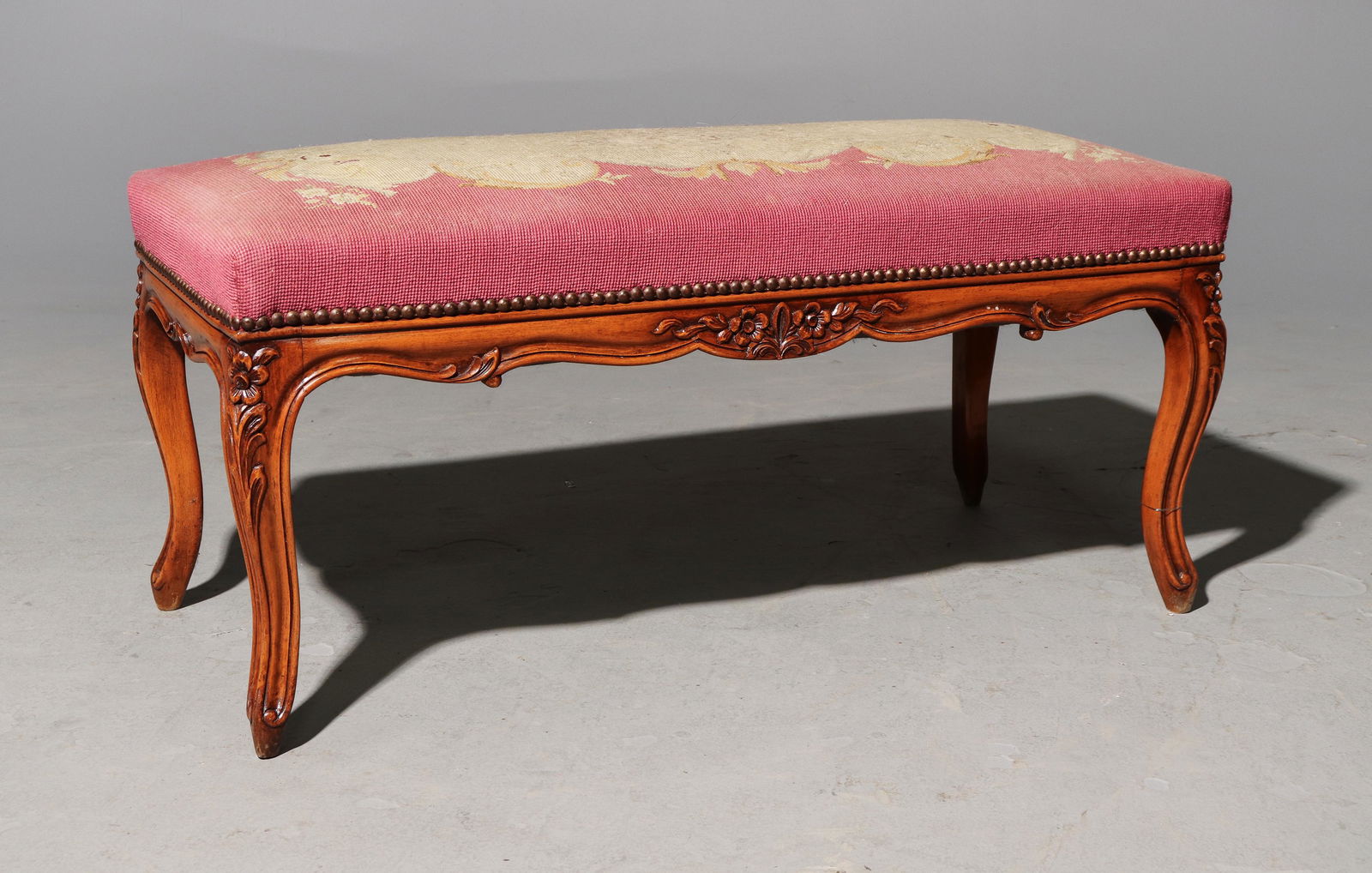 Louis XV Style Needlepoint Stool / Ottoman #1 (1 of 2)