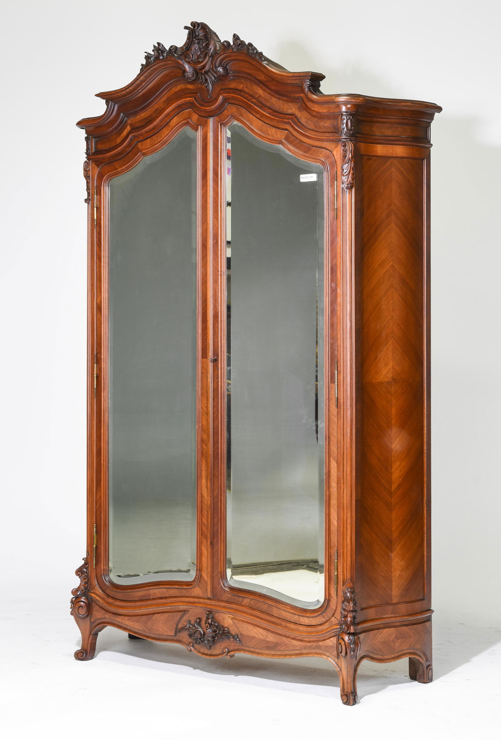 Louis XV Style Walnut Double Mirror Door Armoire (1 of 6)