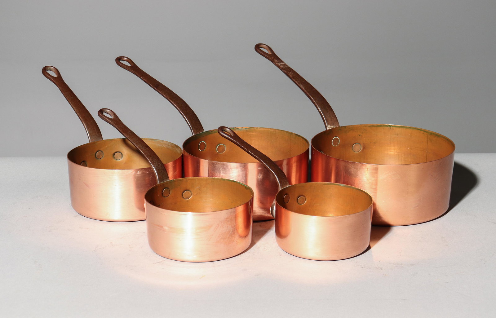 Set of 5 French Copper Graduated Sauce Pans #4 (1 of 3)