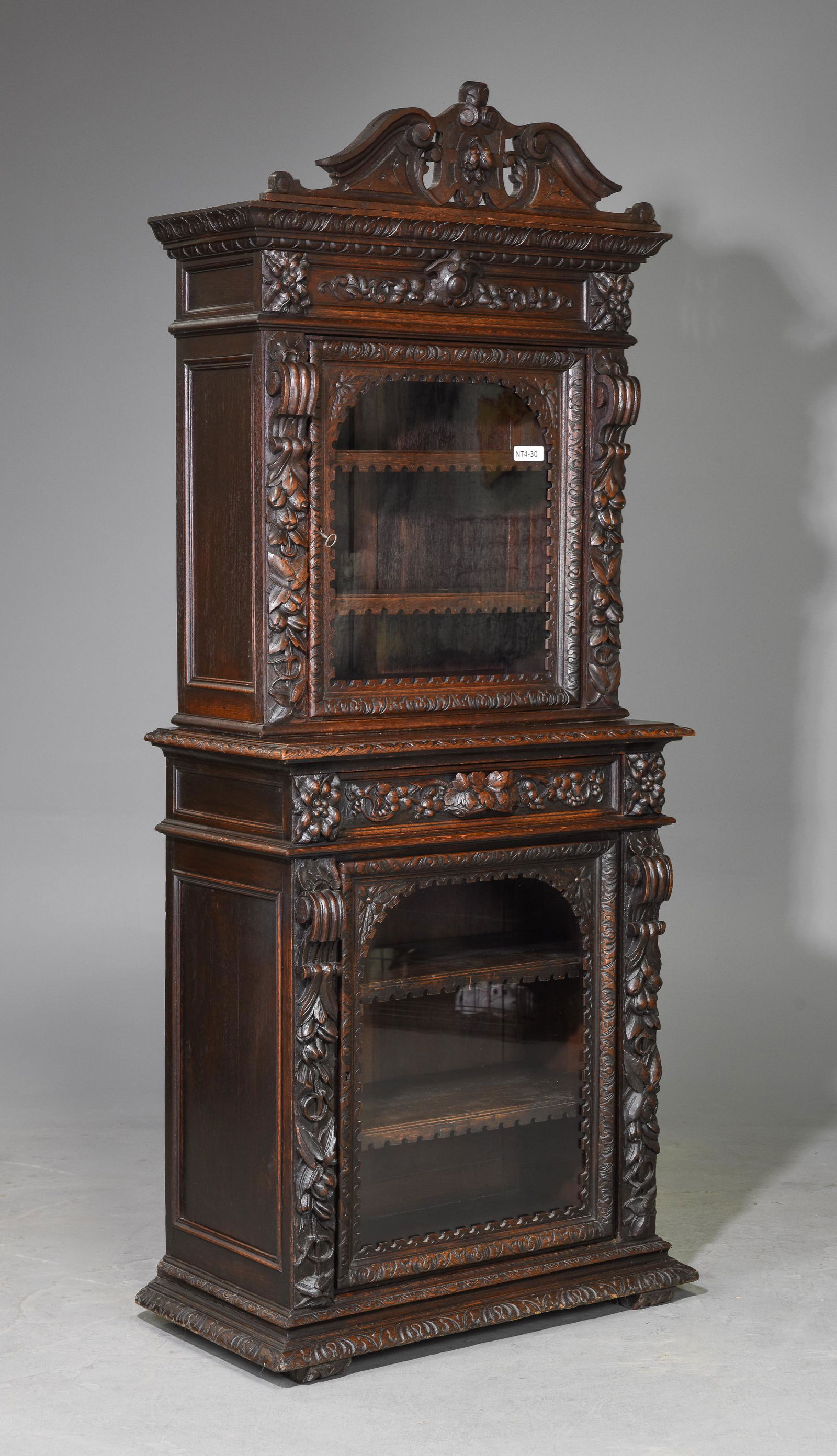 Louis XIII Style Carved Oak Bookcase / Cupboard (1 of 6)