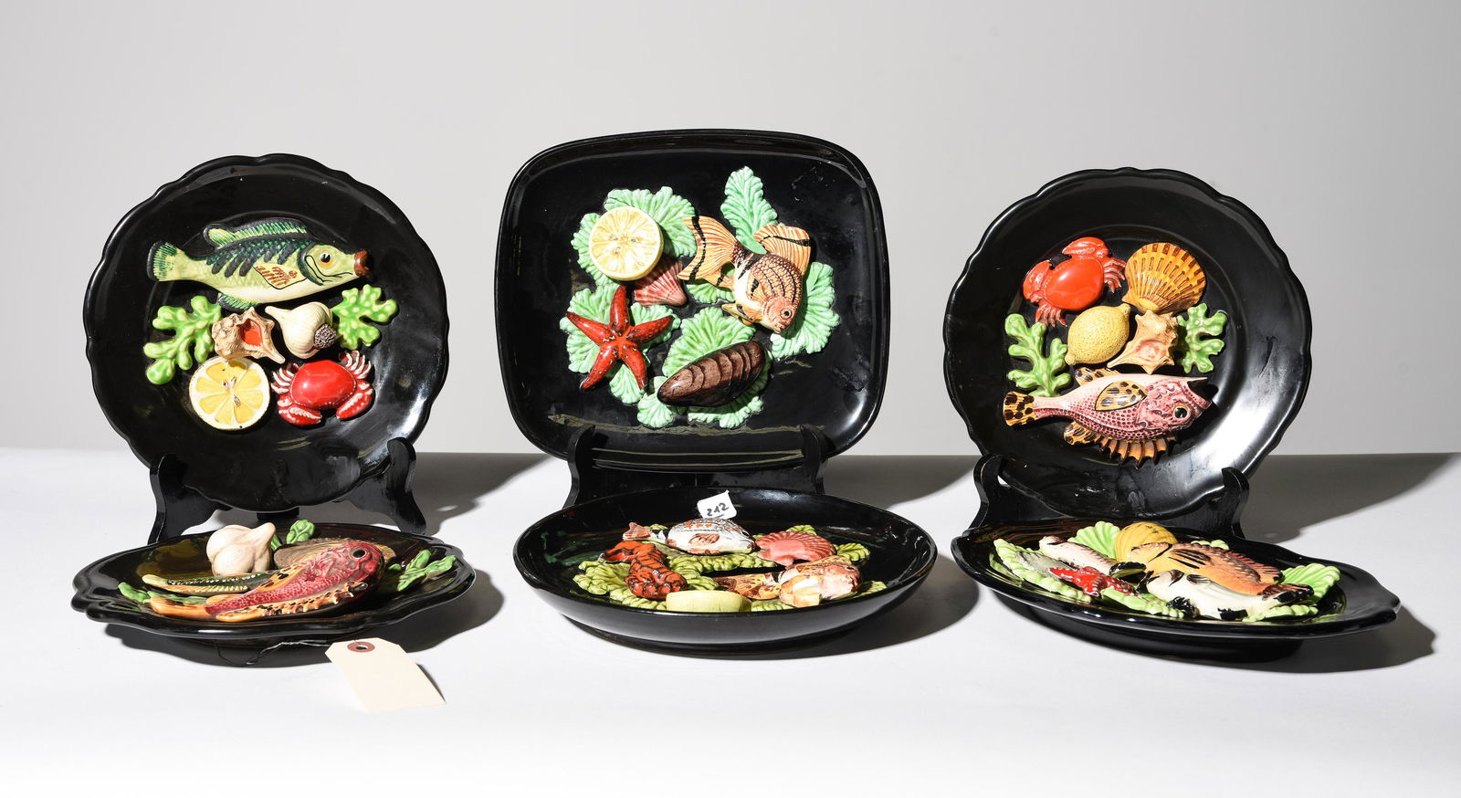 6 Assorted Palissy Style Sea Life / Fish Plates (1 of 7)