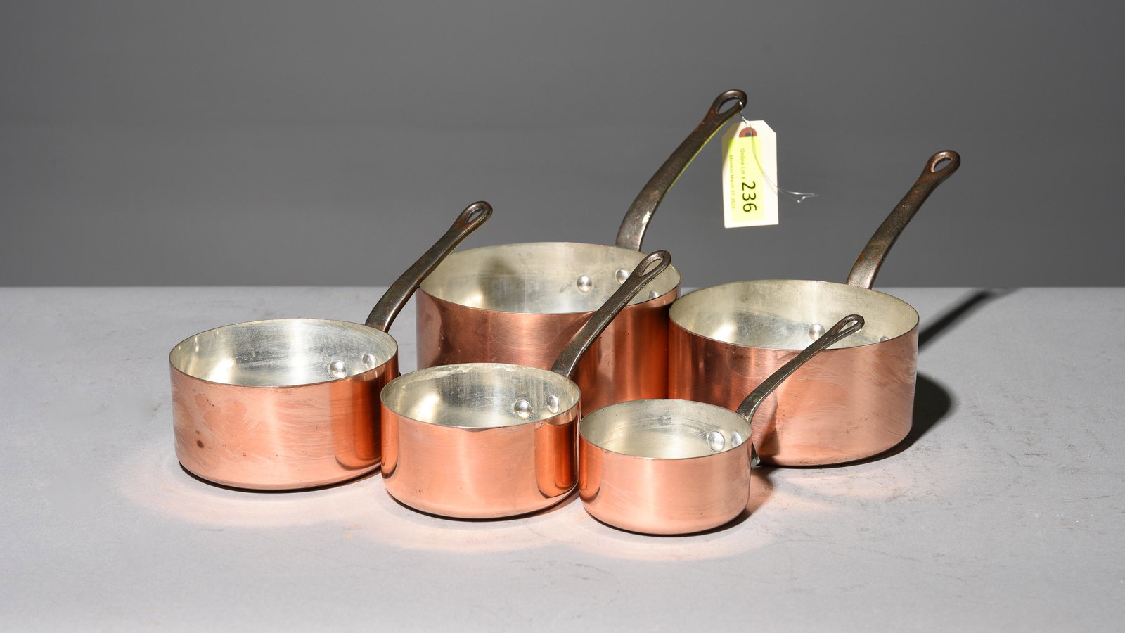 Set of 5 French Copper Sauce Pans #11 (1 of 4)