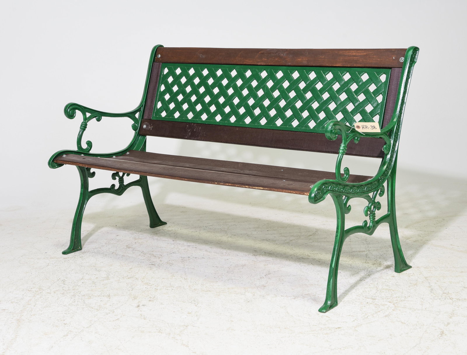 Green Painted Iron / Wood Slat Garden / Park Bench (1 of 4)