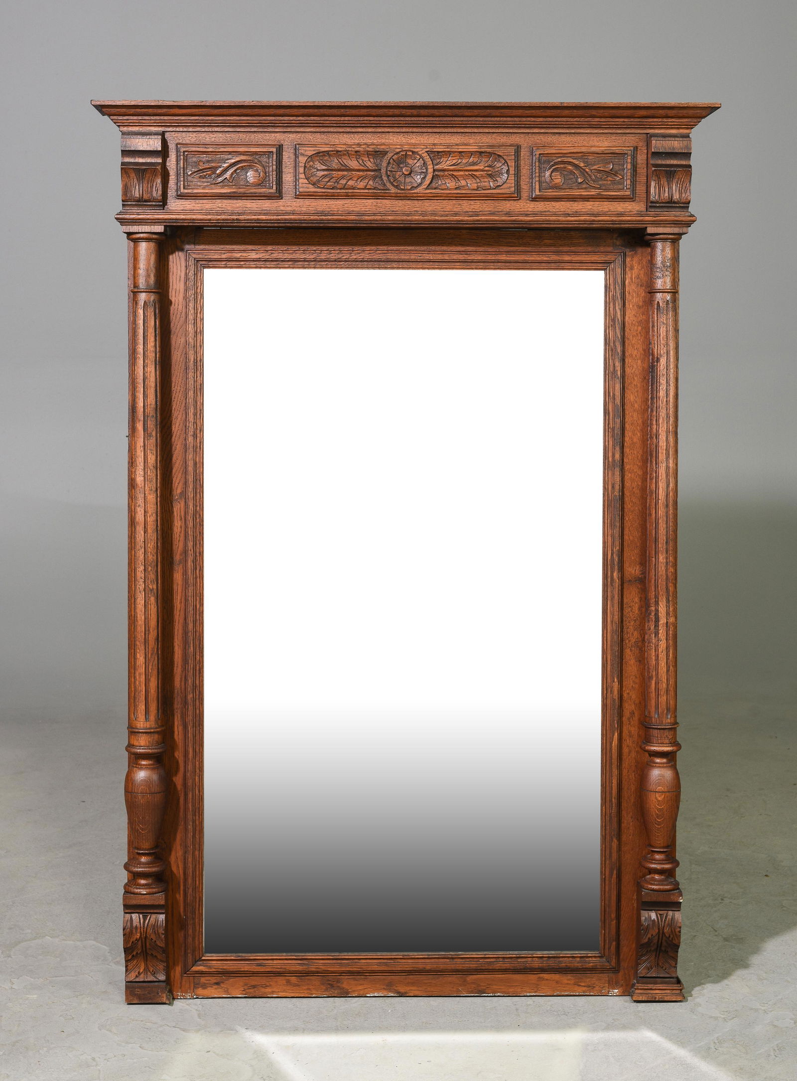 Henri II Style Oak Framed Beveled Mirror (1 of 3)