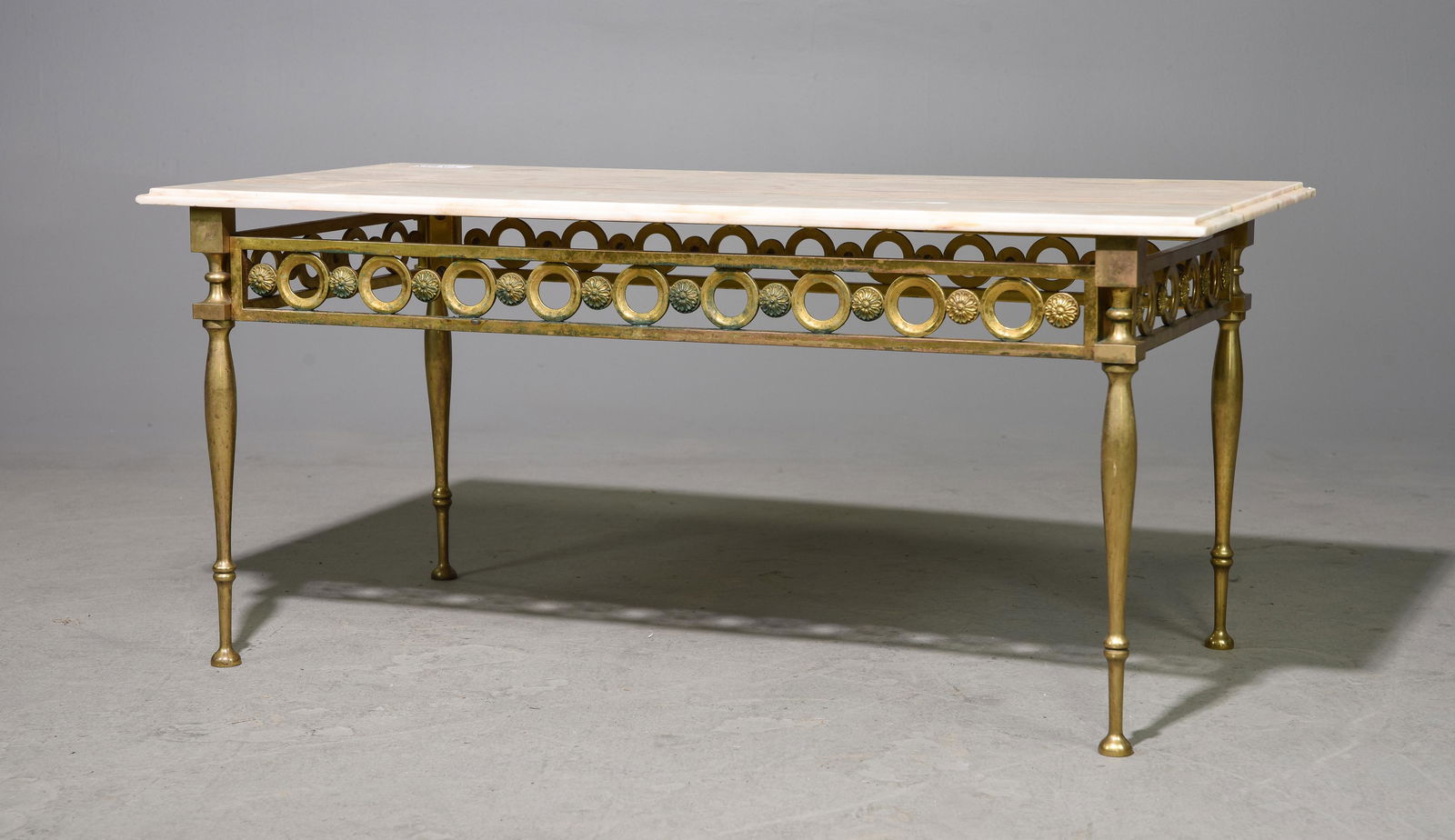 French Marble Top Brass / Bronze Base Coffee Table (1 of 3)