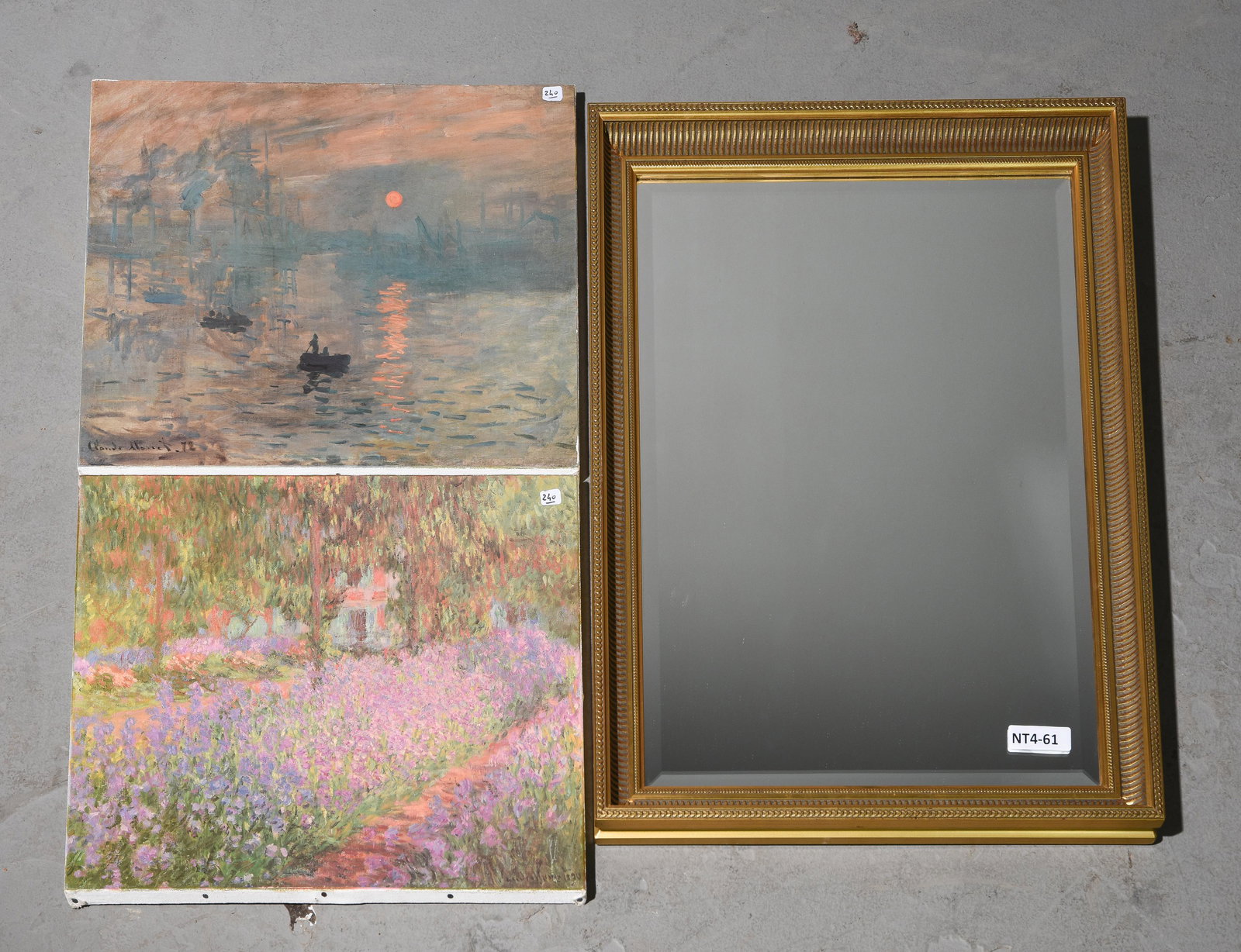 Gold Framed Mirror & 2 Unframed Oil on Canvas Art (1 of 6)