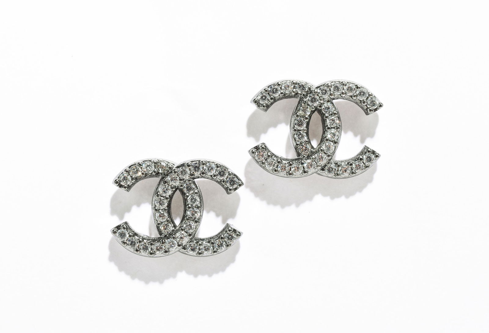 Chanel Clip CC Earrings  in Black Rhinestone (1 of 3)