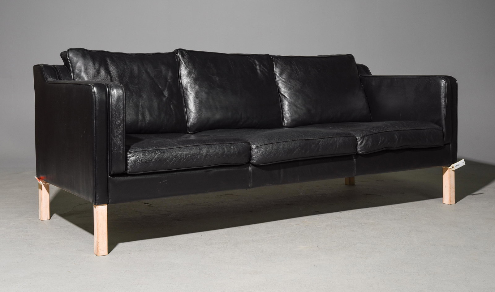 Danish Modern Black Leather 3 Seater Sofa (1 of 4)