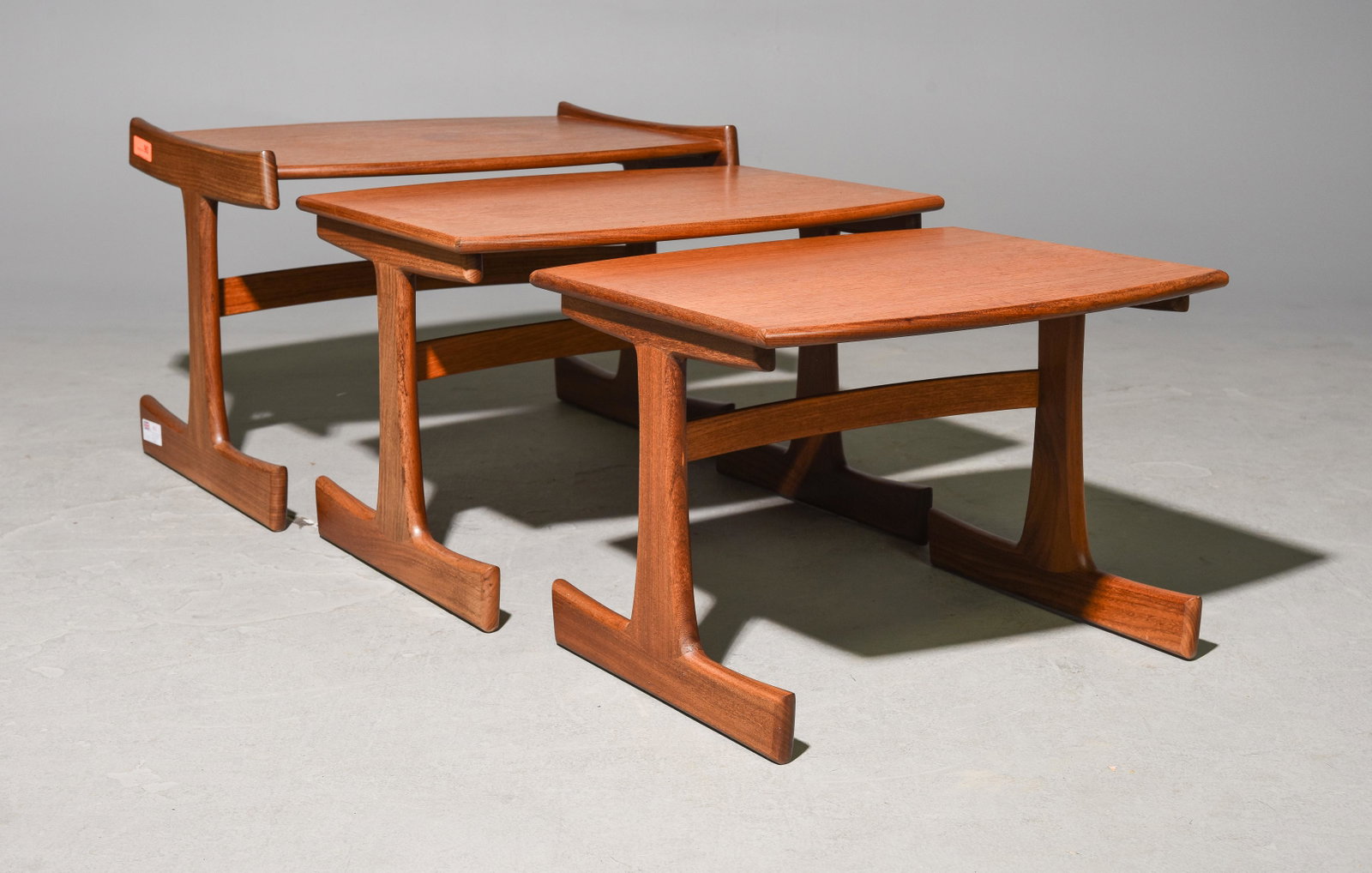 Mid Century Modern Large Teak Nest Of Tables - Gplan: Danish Modern Style Large Teak Nest of 3 Tables by G-Plan - 19 in tall x 29 x 19