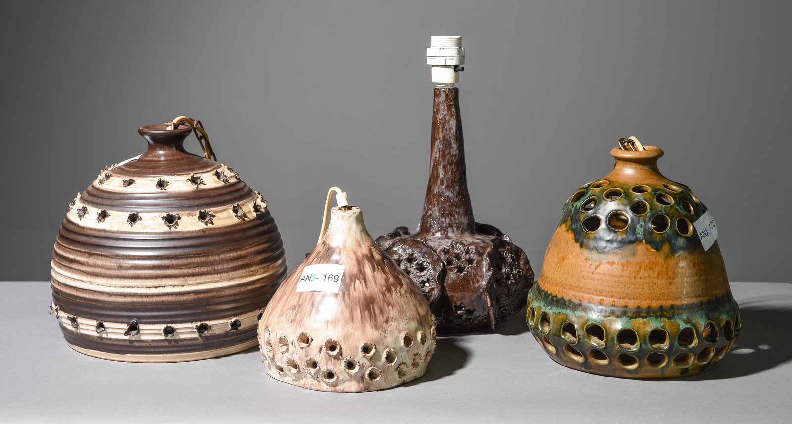 3 Assorted Danish Pottery Chandeliers & 1 Lamp (1 of 6)