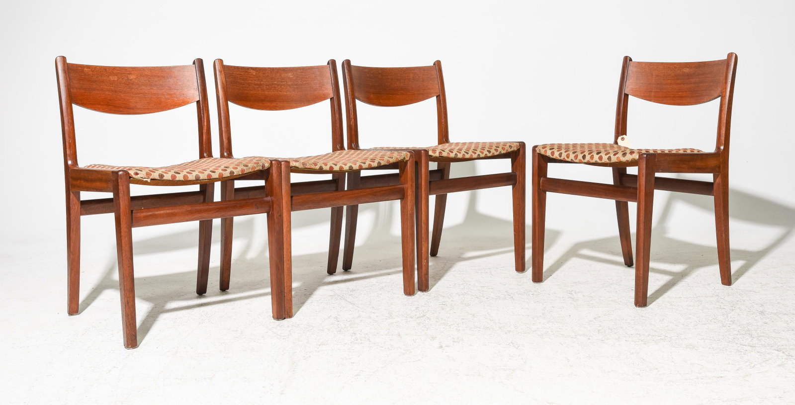 4 Mid Century Modern Teak Dining Chairs: 4 Danish Modern Style Teak Dining Chairs - 30 in tall x 19 x 19, Seat height is 18 inches