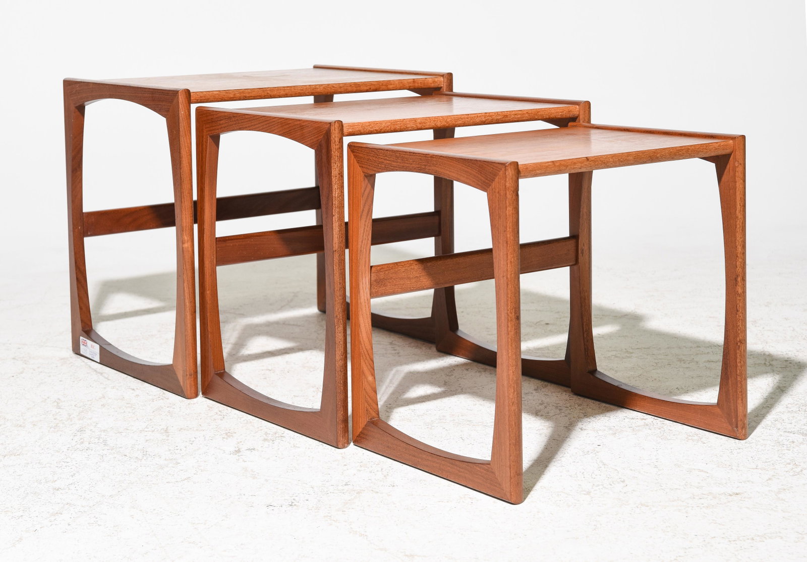 Mid Century Modern Quadrille Nest of 3 Tables #2: Danish Modern Style Teak Quadrille Nest of 3 Tables - 20 in tall x 21 x 18