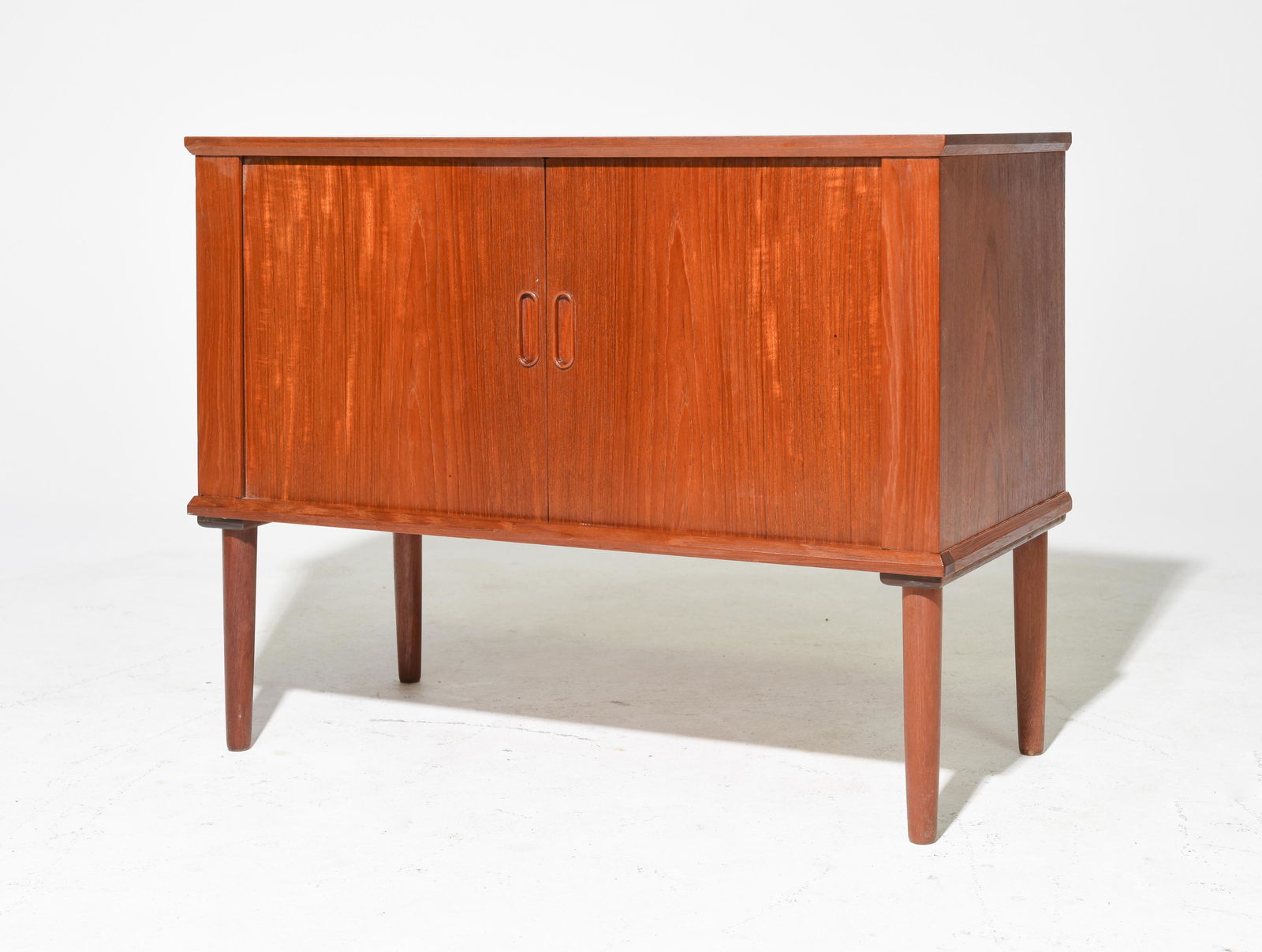 Mid Century Modern Tambour Door Cabinet: Danish Modern Style Tambour Door Occasional Cabinet - 26 in tall x 34 x 15