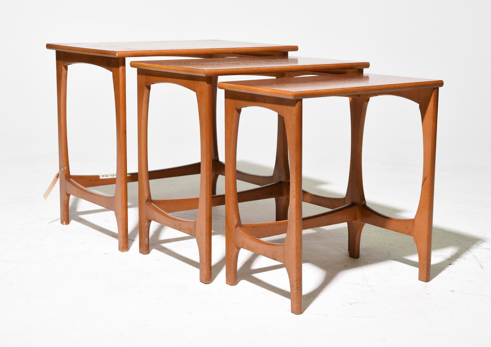 Mid Century Modern Teak Nest of 3 Tables #1: Danish Modern Style Nest of 3 Tables - 20 in tall x 22 x 16