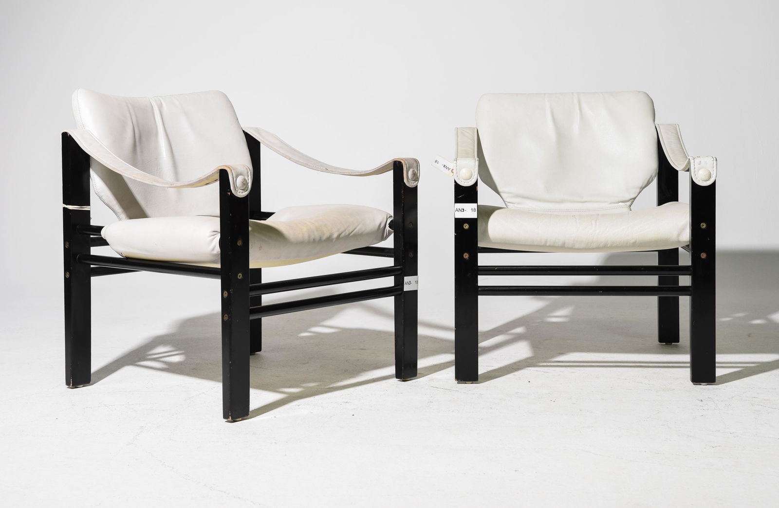 2 Danish Modern White Leather Arm Chairs (1 of 5)