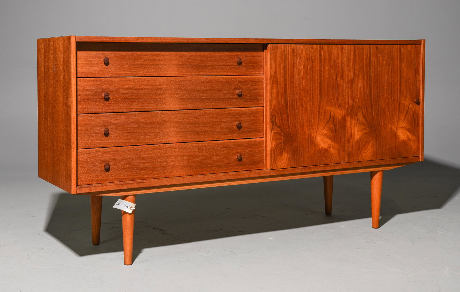Danish Modern Sliding Door Credenza / Sideboard: Danish Modern Sliding Door Credenza / Sideboard - 32 in tall x 62 x 16