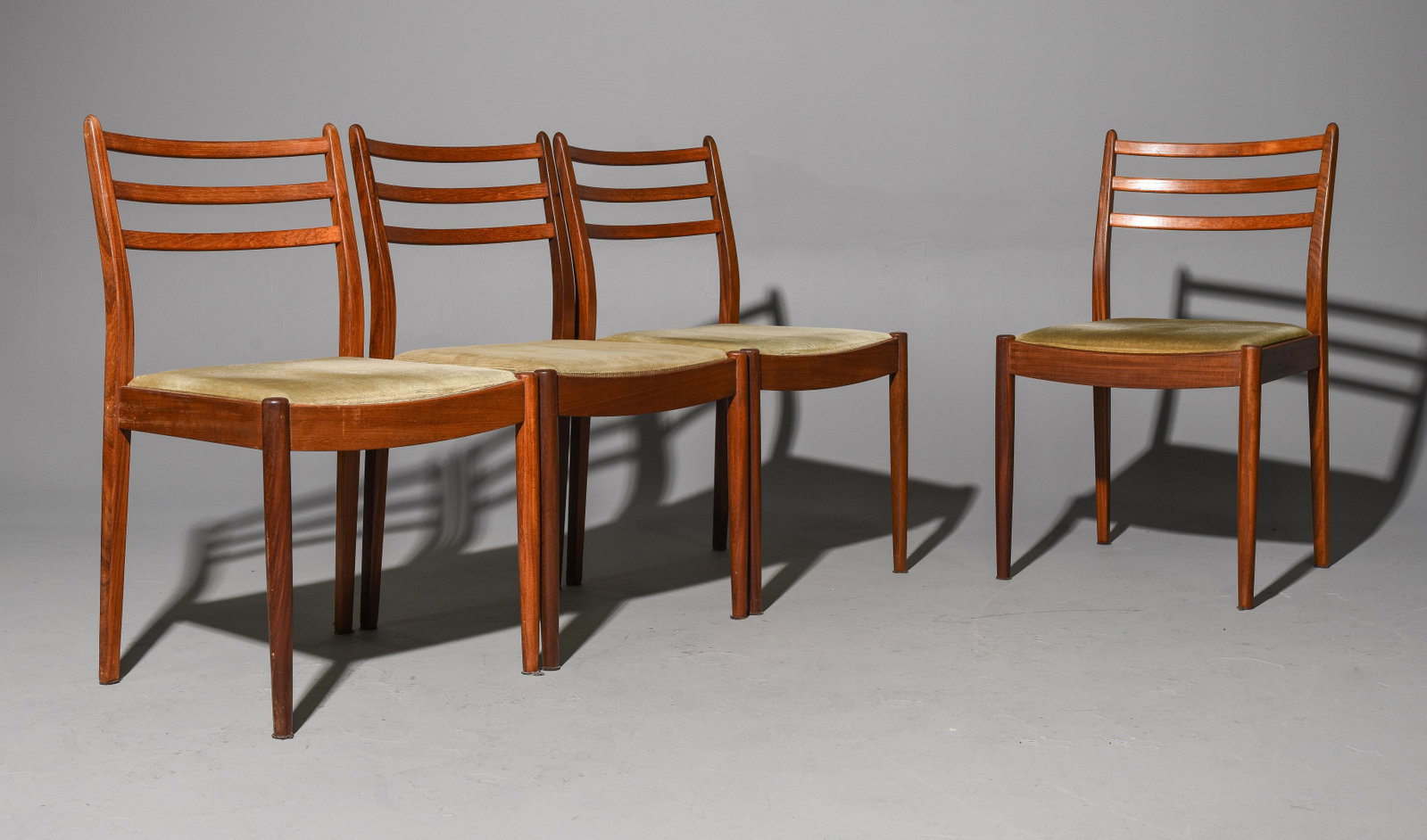 4 Mid Century Modern Ladder Back Chairs: 4 Danish Modern Style Ladder Back Dining Chairs - 32 in tall x 19 x 19, Seat height is 16 inches
