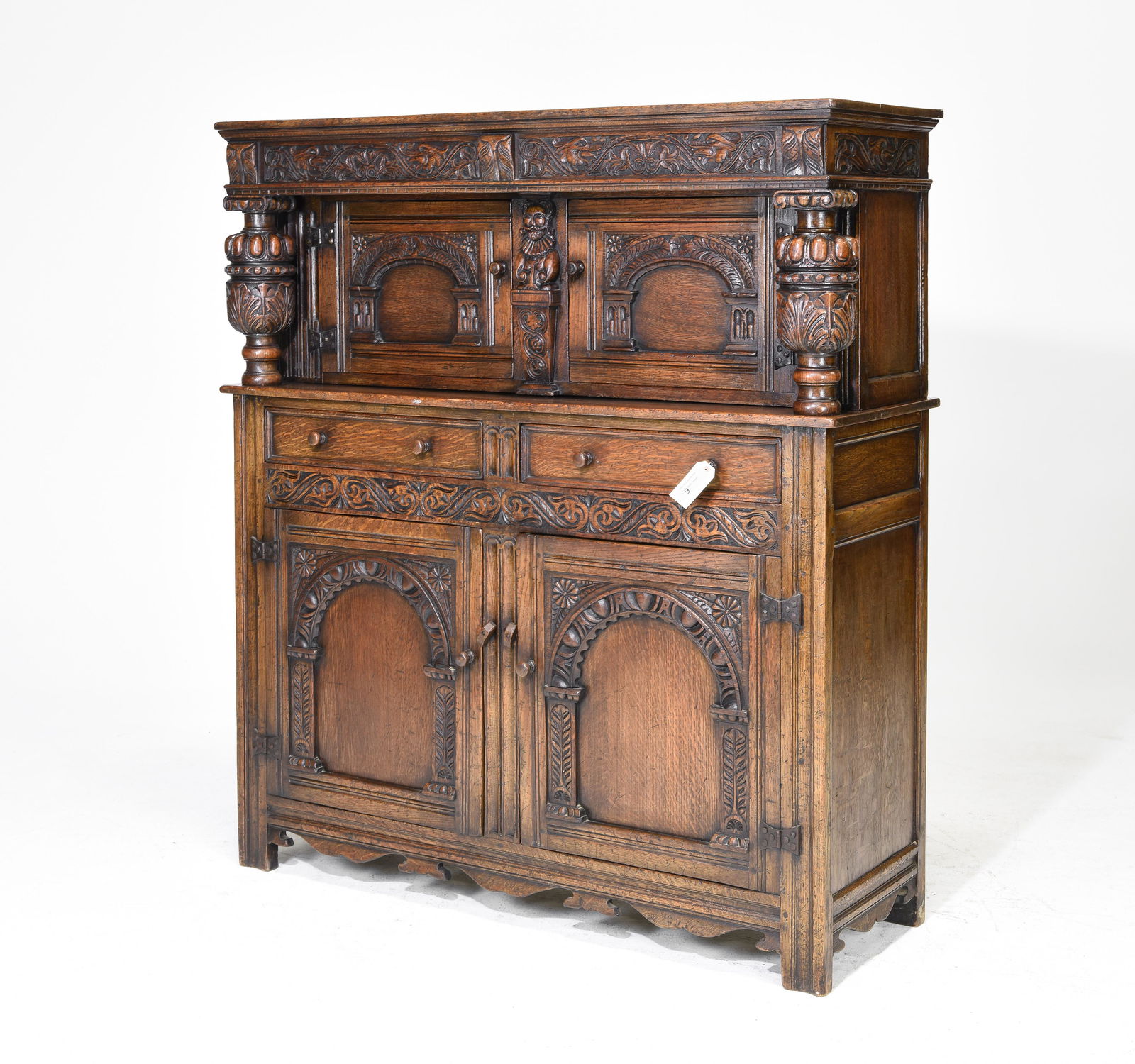 Tudor Style Carved Oak Court Cupboard (1 of 6)