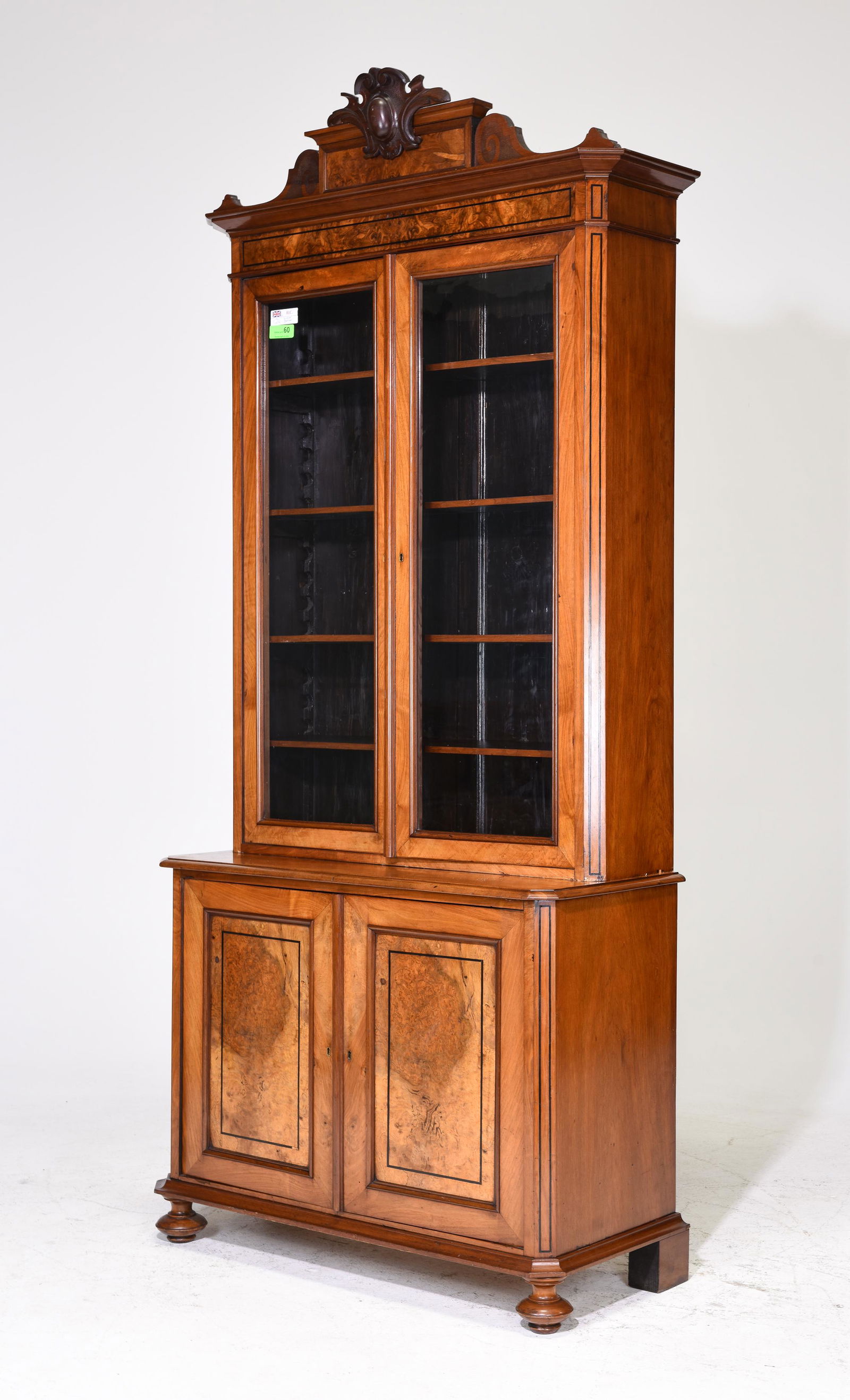 English Walnut Stepback Bookcase / Cupboard (1 of 3)
