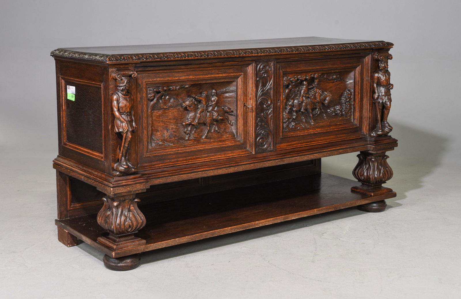Renaissance Carved Oak Low Sideboard c.1910's-20's (1 of 8)