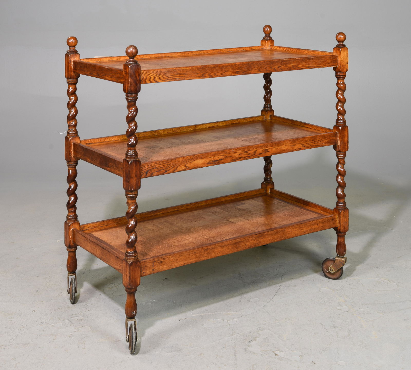 British Oak 3 Tier Barley Twist Trolley (1 of 4)