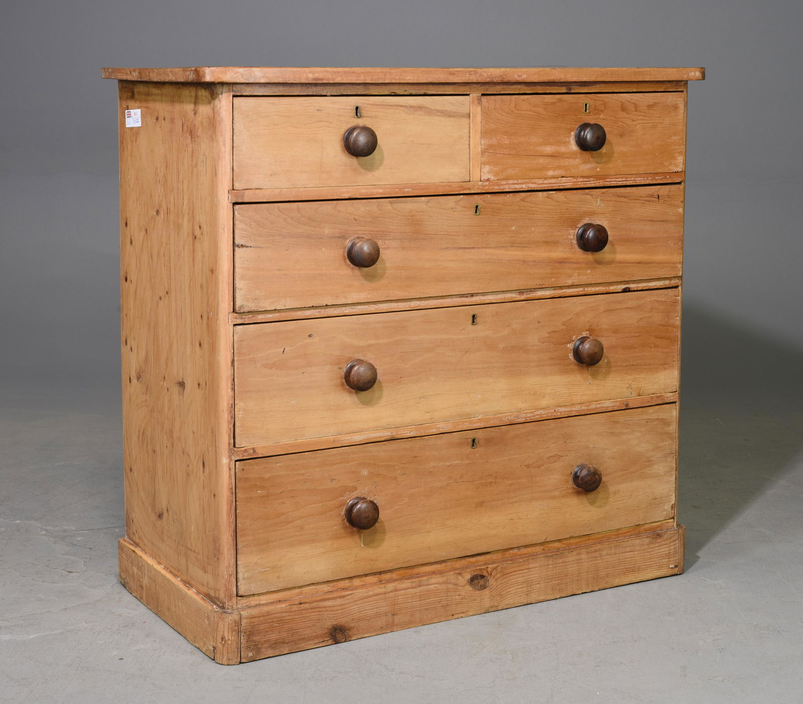 British Pine 5 Drawer Chest c.1920's-30's (1 of 3)