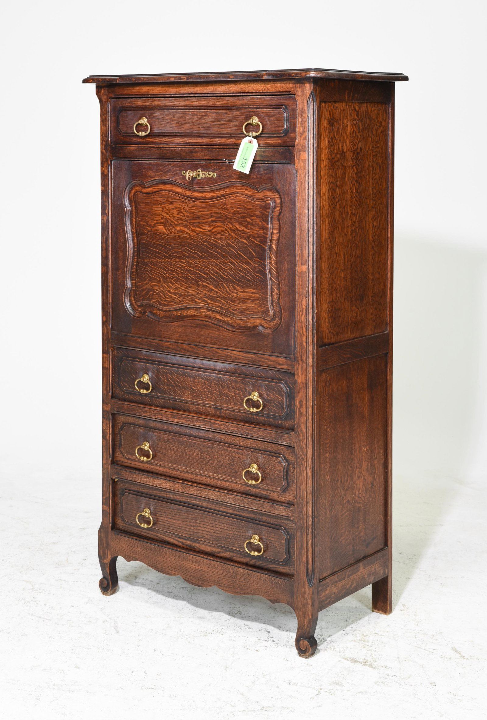 Country French Oak Secretary Abattant: Country French Oak Secretary Abattant - 54 in tall x 30.5 x 16