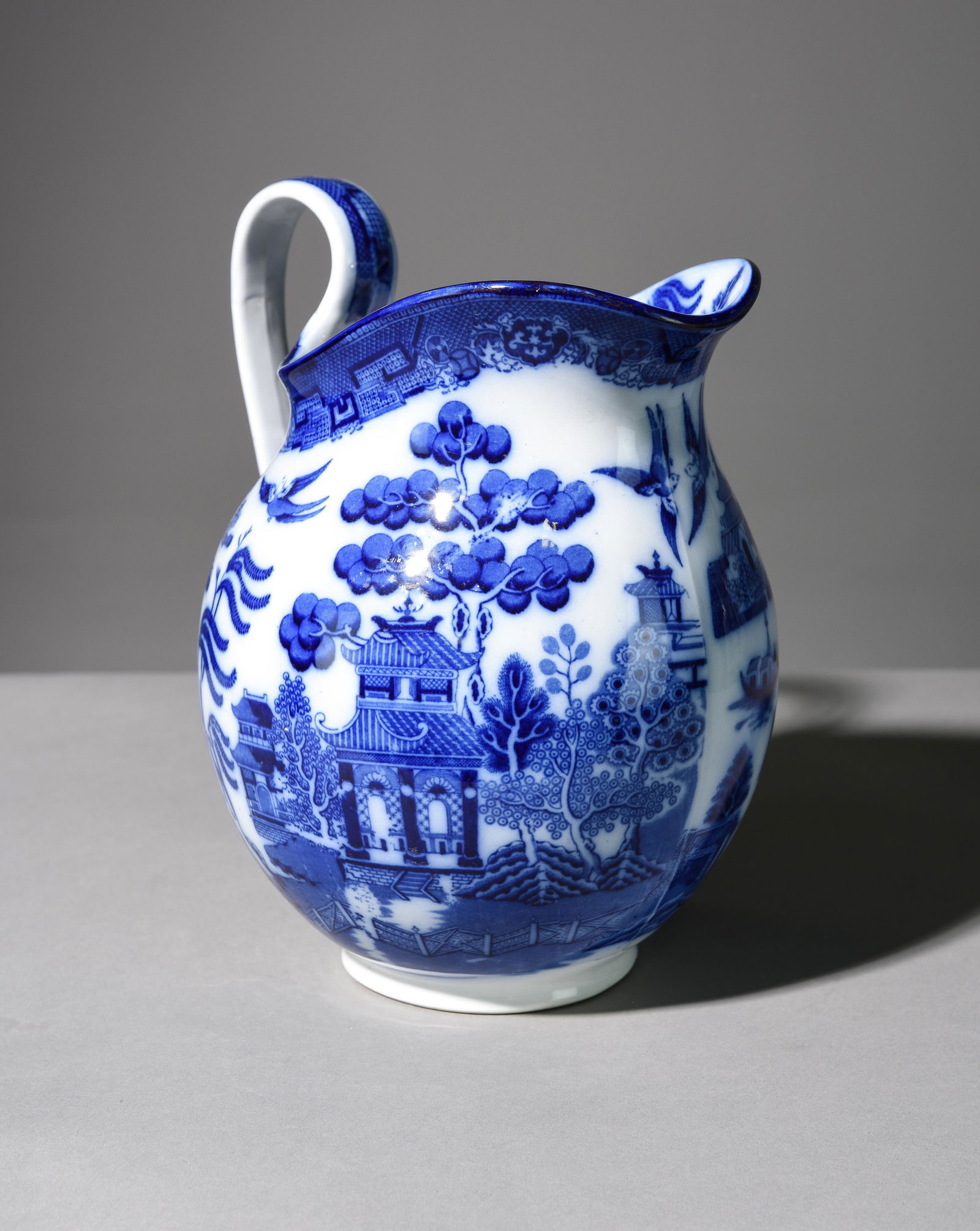 English Blue & White Pitcher / Jug - Burslem (1 of 4)