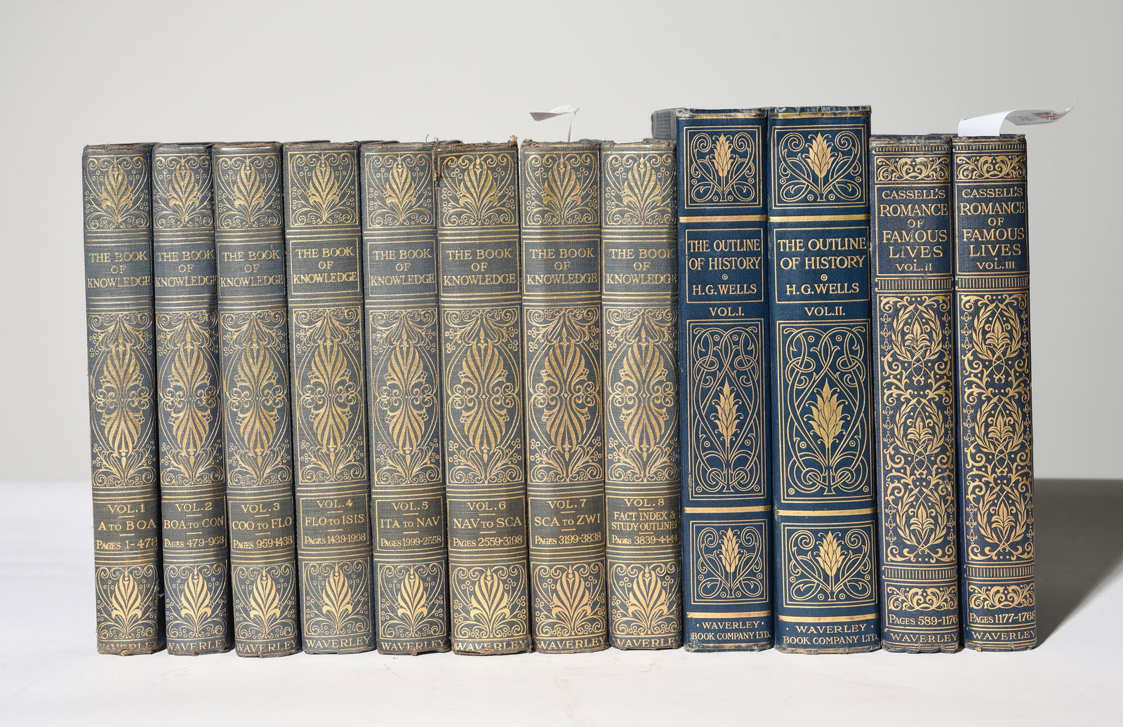 12 Assorted English Waverly Blue & Gold Bound Books (1 of 4)