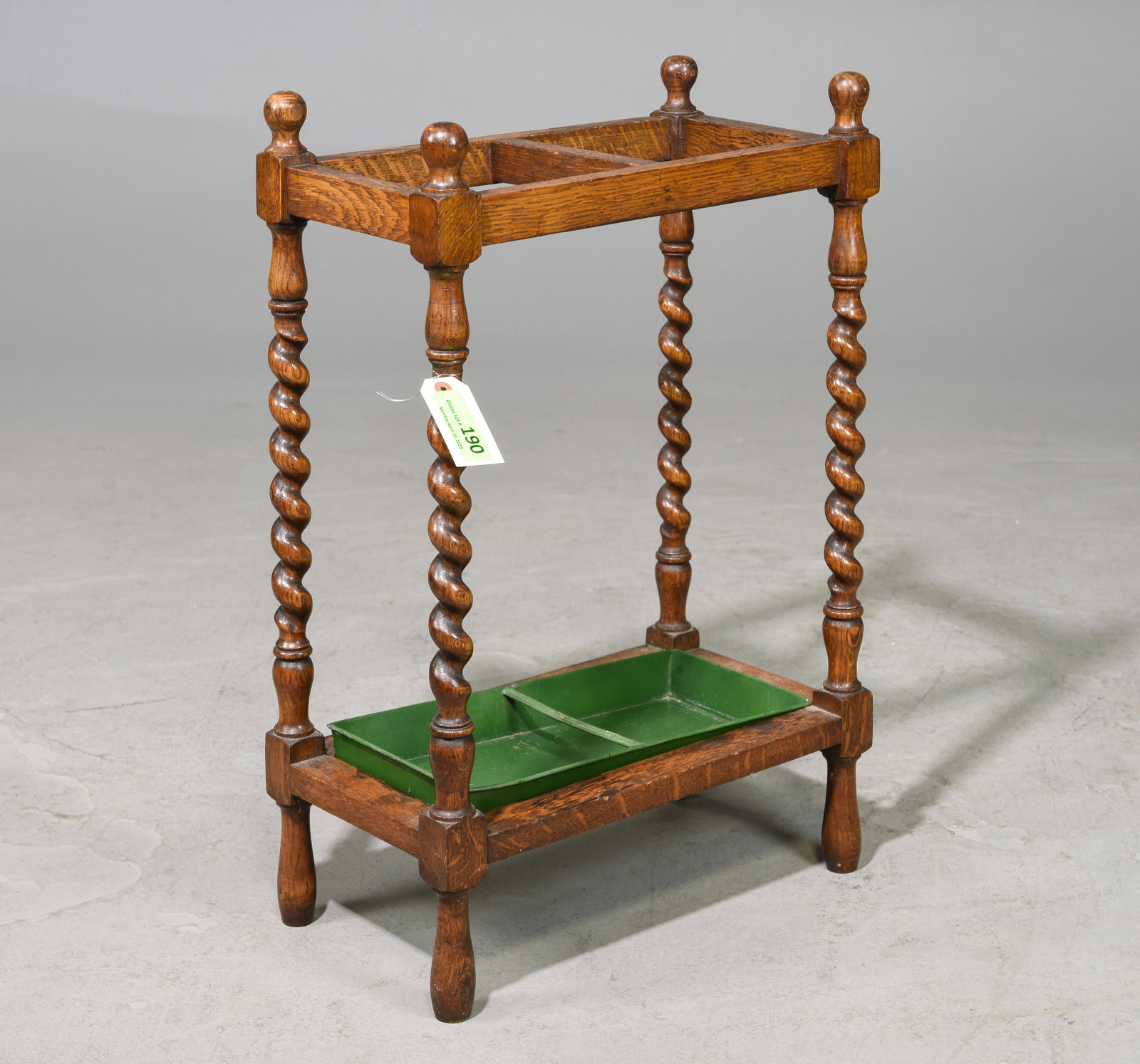 English Oak Barley Twist Stick / Umbrella Stand: English Oak Barley Twist Stick / Umbrella Stand c.1930's - 28 in tall x 19 x 10