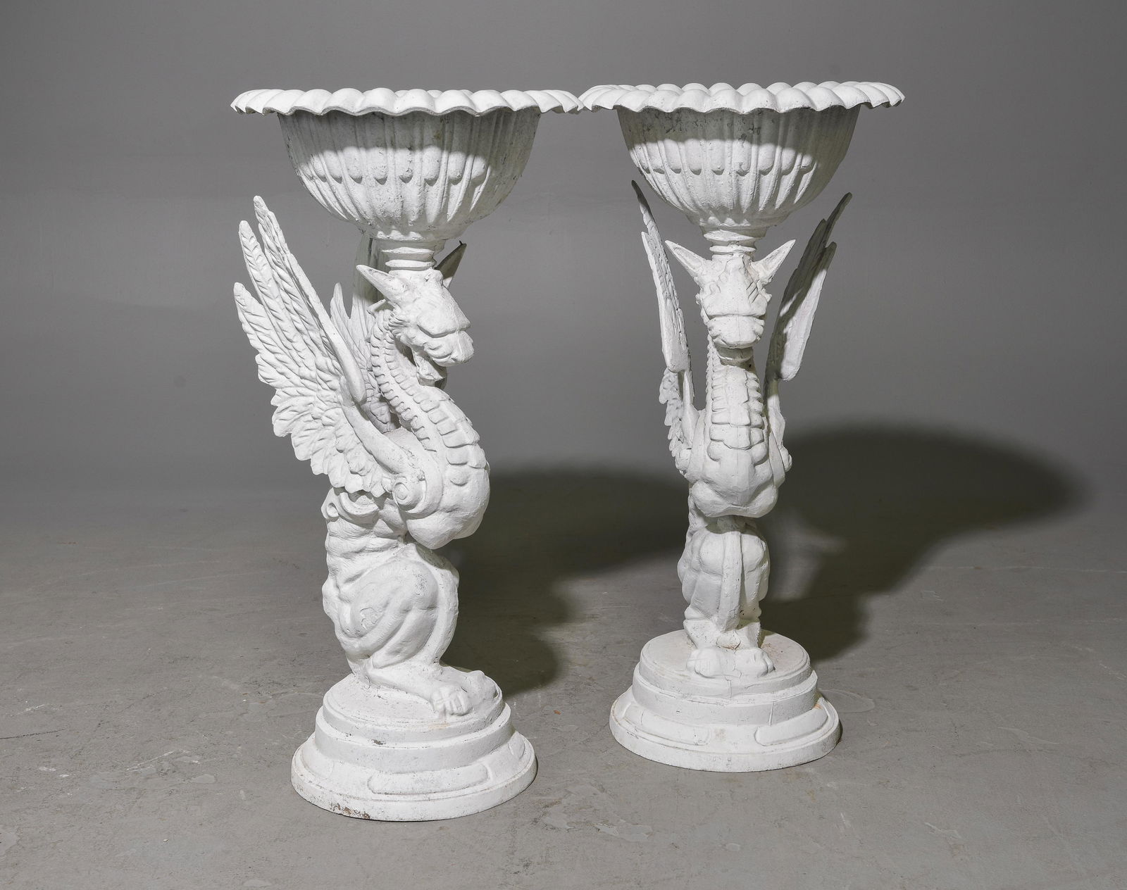 2 Cast Iron Painted Winged Griffin Planters (1 of 6)