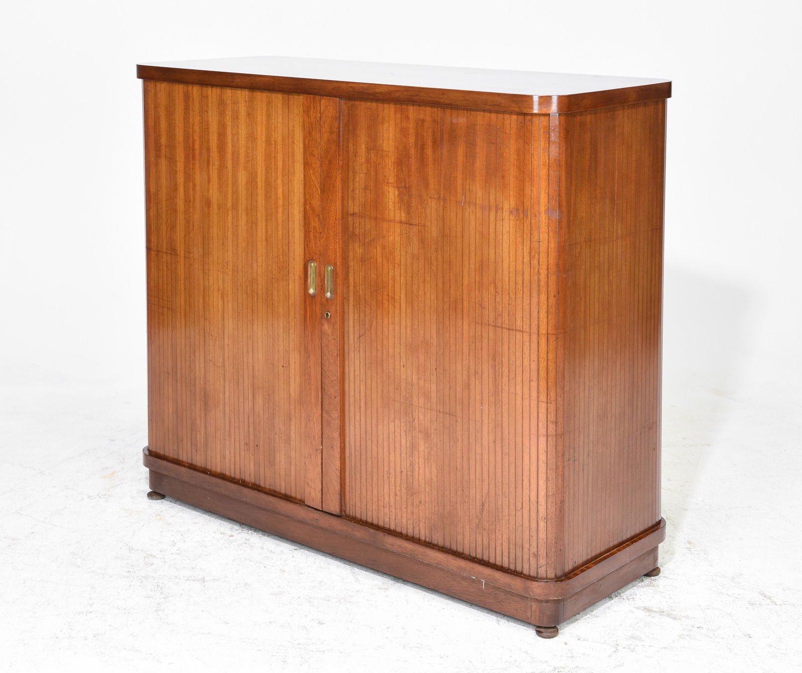 British Walnut Tambour Door Cabinet c.1930's-40's (1 of 4)