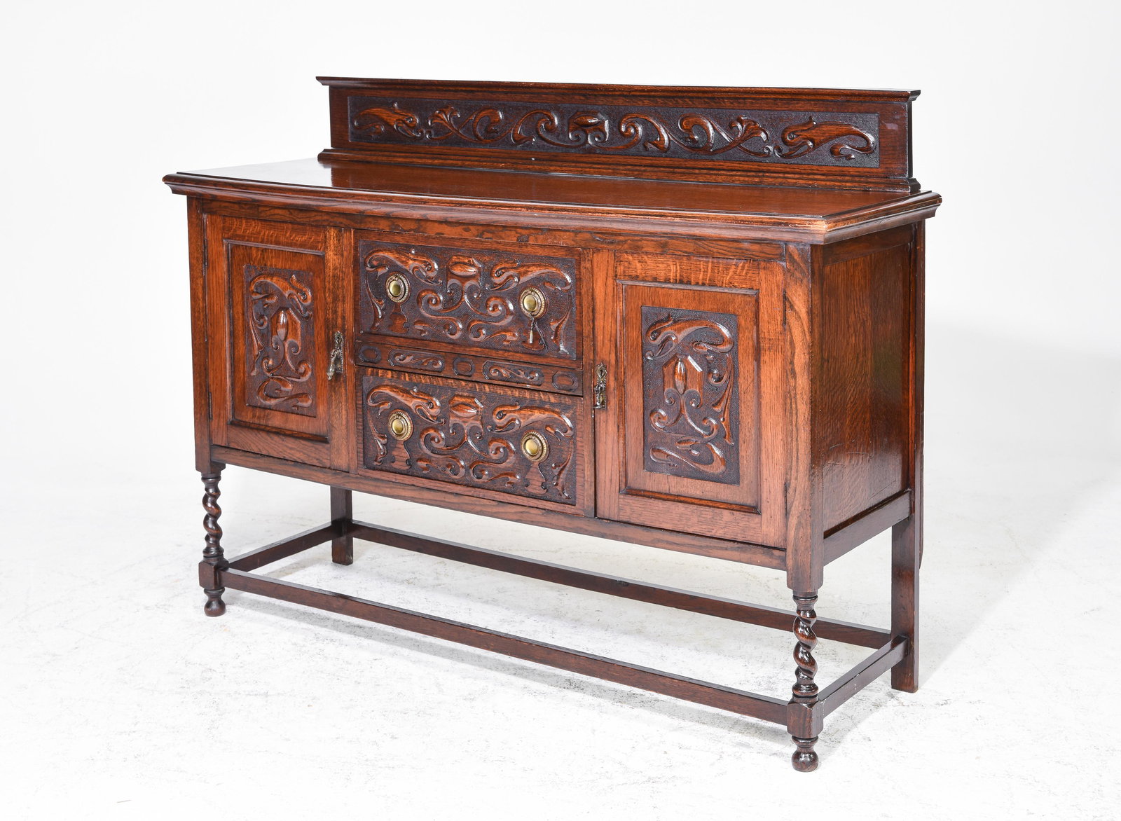 Renaissance Style Carved Oak Barley Twist Sideboard (1 of 5)